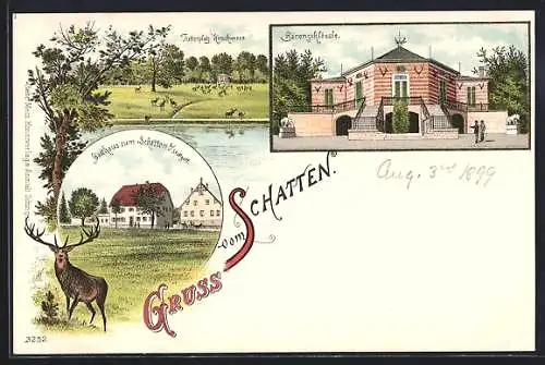 Lithographie Vaihingen / Fildern, Bärenschlössle und Gasthaus zum Schatten