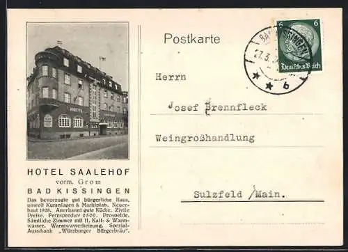 AK Bad Kissingen, Hotel Saalehof, vorm. Grom