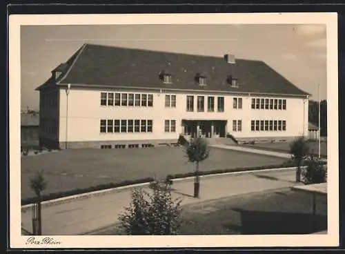 AK Köln-Porz, Evangelische Volksschule mit Strassenpartie