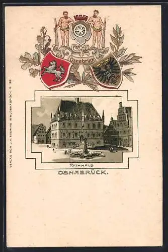 Passepartout-Lithographie Osnabrück, Rathaus, Wappen