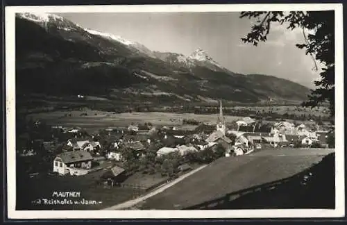 AK Mauthen, Ortsansicht mit Reiskofel und Jaun