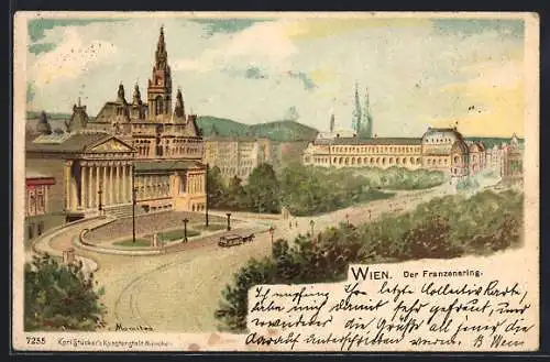 Lithographie Wien, Blick auf den Franzensring