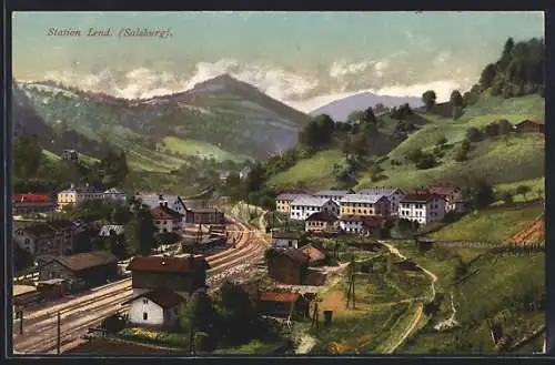 AK Lend /Pinzgau, Bahnhof mit Ortsansicht