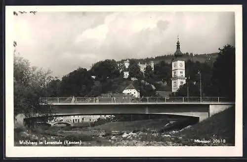 AK Wolfsberg im Lavanttale, Brücke mit Blick zur Kirche