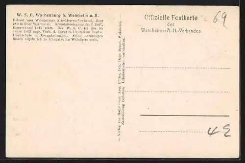 AK Weinheim a. B., Stammtisch im Unterkunftsraum d. W. S. C. Wachenburg