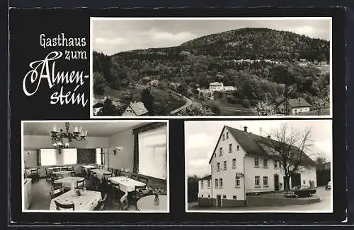 AK Vorderheubach im Odenwald, Gasthaus zum Almenstein, Innenansicht, Panorama