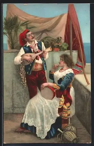 AK italienische Musiker in Tracht