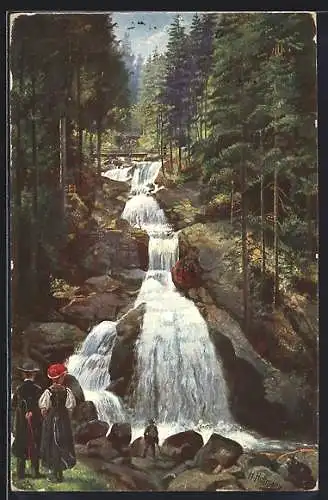 Künstler-AK Heinrich Hoffmann: Triberg im Schwarzwald, Wasserfall