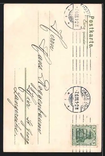 Künstler-AK Alfred Mailick: Junge Frau winkt einem Herrn vom Balkon