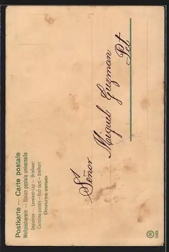 Künstler-Lithographie Alfred Mailick: Südländisches Liebespaar in Tracht