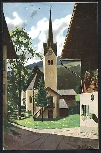 Künstler-AK Alfred Mailick: Die Dorfkirche