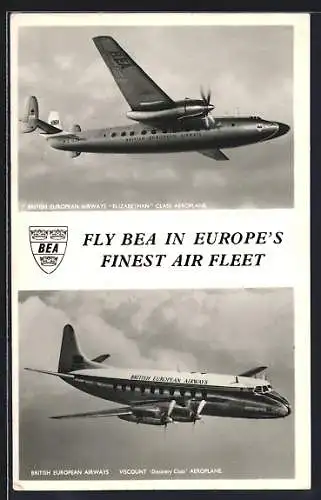 AK British European Airways Elisabethan Class Aeroplane & Viscount Discovery Class Aeroplane, Flugzeug