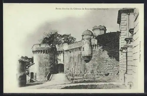 Mondschein-AK Bourdeilles, Porte d`entrée du Château en Dordogne