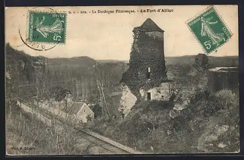 AK Aillac, Le Fort en ruines dans le paysage pittoresque de la Dordogne