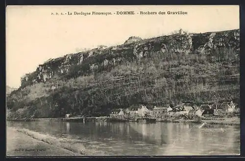 AK Domme, Rochers des Gravillou et rivière Dordogne