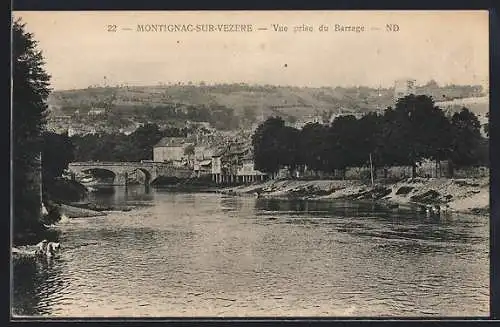 AK Montignac-sur-Vézère, Vue prise du Barrage