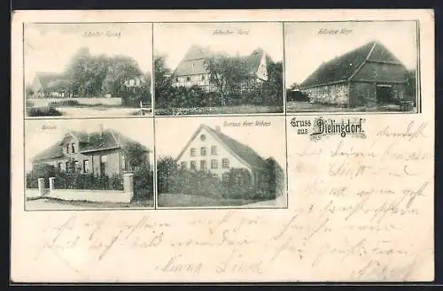 AK Melle-Dielingdorf, Gasthaus Heinr. Niehaus, die Güter Huning, Harig und Meyer, Schule