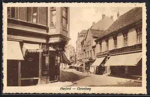 AK Herford, Strasseneck am Gerenberg mit Handlung Carl Hölscher