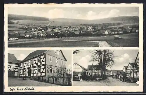 AK Eifa /Alsfeld, Gasthaus Heinrich Hehlgans, Ortspartie mit Fachwerkhäusern, Totalansicht