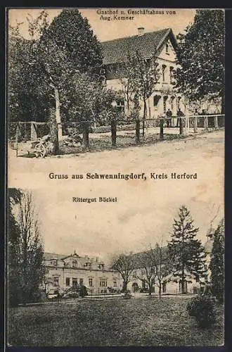 AK Schwenningdorf /Herford, Gasthof von Aug. Kemner, Rittergut Böckel