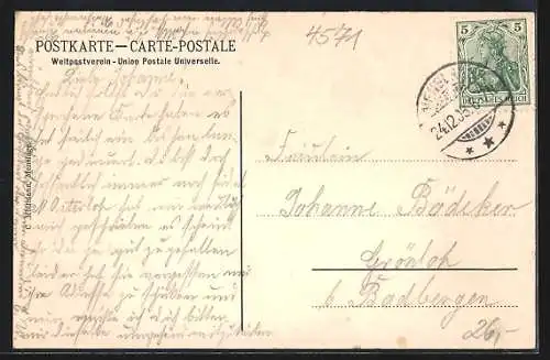 AK Menslage, Gasthaus, Mann mit zwei Hunden