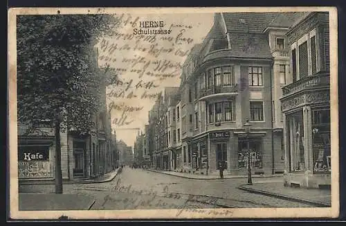 AK Herne, Blick in de Schulstrasse