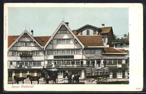 AK Waldstatt, Gasthaus zur Sonne mit Kutschen