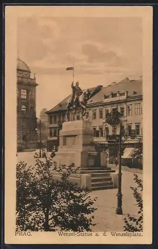 AK Prag / Praha, Wenzel-Statue a. d. Wenzelsplatz