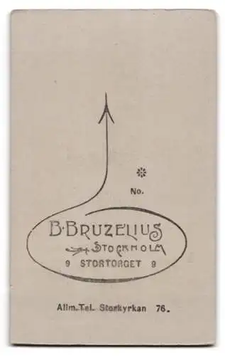 Fotografie B. Bruzelius, Stockholm, Stortorget 9, Porträt eines Mannes mit Schnurrbart