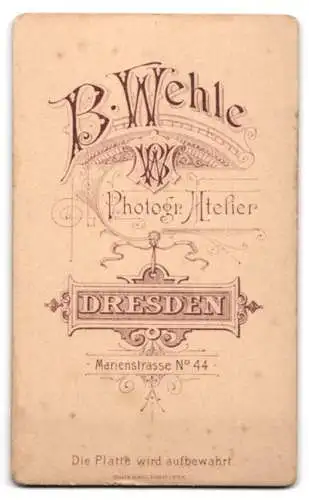 Fotografie B. Wehle, Dresden, Marienstrasse 44, Kind mit Spielzeug