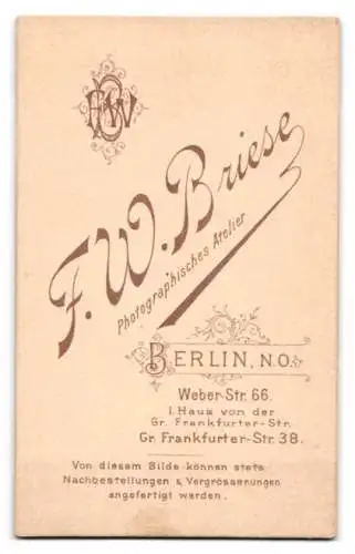 Fotografie F. W. Briese, Berlin, Weber Str. 66, Paar in eleganter Kleidung