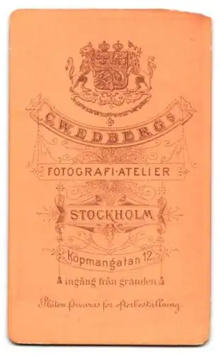 Fotografie C. Wedberg, Stockholm, Köpmangatan 12, Porträt einer Dame