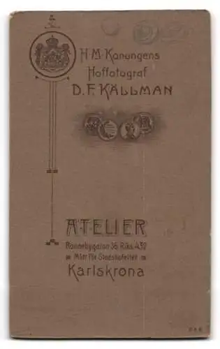 Fotografie D. F. Källman, Karlskrona, Ronnebygatan 36, Porträt eines eleganten Herrn