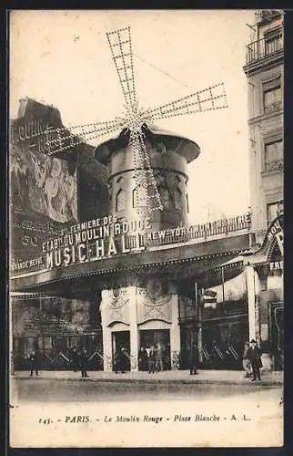 AK Paris, Le Moulin Rouge, Place Blanche