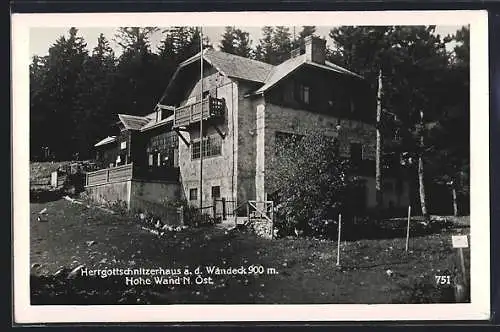 AK Herrgottschnitzerhaus a. d. Wandeck, Berghütte im Sonnenschein