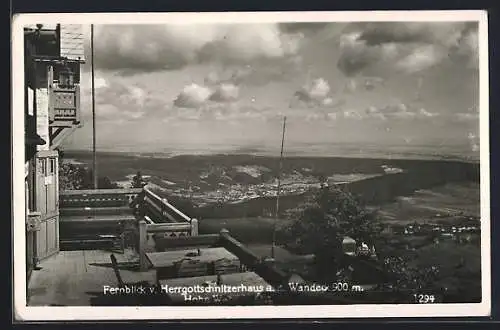 AK Herrgottschnitzerhaus am Wandeck, Fernblick von der Berghütte aus