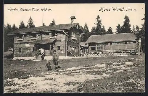 AK Wilhelm Eichert-Hütte /Hohe Wand, Berghütte, Panorama-Ansicht