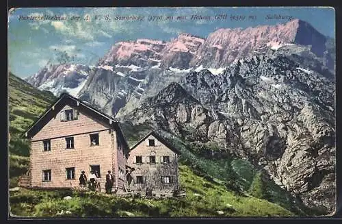 AK Purtschellerhaus, Berghütte der A. V. S. Sonneberg mit Hohem Göll