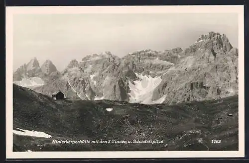 AK Hinterbergerhütte, Berghütte mit den drei Zinnen und Schusterspitze