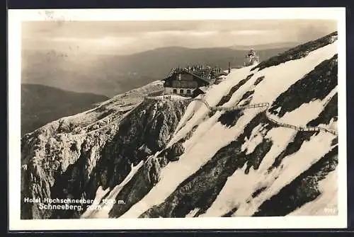 AK Hotel Hochschneeberg, Berghütte auf dem Schneeberg