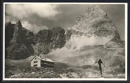 AK Lamsenjochhütte, Berghütte mit Panorama