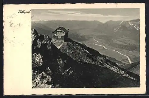 AK Kellerjochhaus, Berghütte mit Panorama