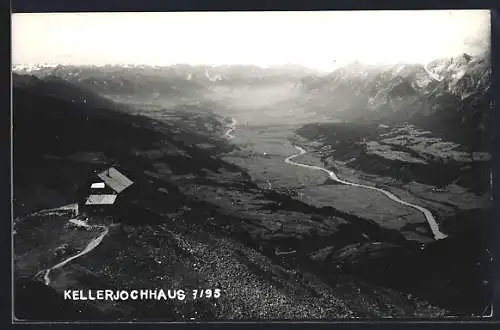 AK Kellerjochhaus, Berghütte mit Panorama