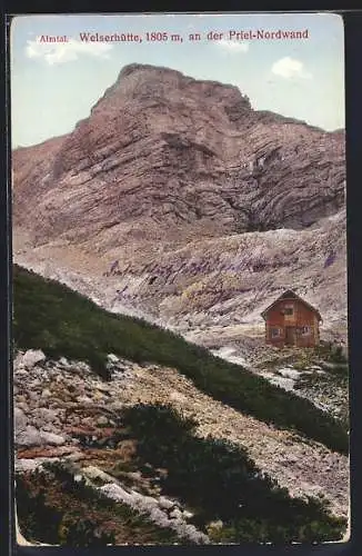 AK Welserhütte /Almtal, Ansicht an der Priel-Nordwand