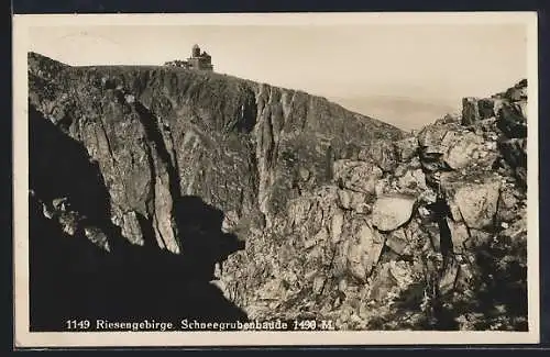 AK Schneegrubenbaude /Riesengebirge, Ansicht an der Klippe