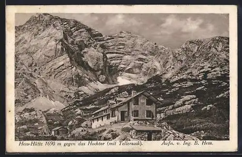 AK Hess-Hütte, Blick gegen das Hochtor mit Tellersack