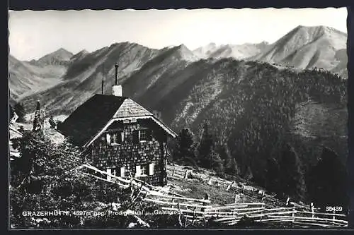 AK Grazerhütte, Ansicht gegen Predigtstuhl und Gamskopf