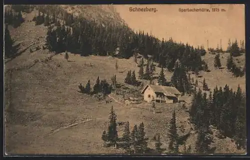 AK Sparbacherhütte, Ansicht am Schneeberg