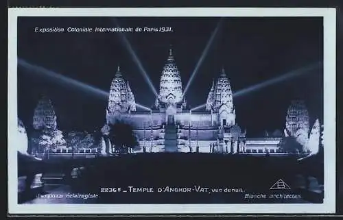 AK Paris, Exposition coloniale internationale 1931, Angkor Vat - Vue de Nuit