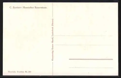 Künstler-AK C. Bantzer: Hessische Trachten, Bauerntanz